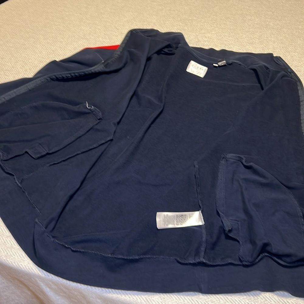 GUESS Men's Navy Zip Jacket with Red and White Accents. Size Large. - Picture 8 of 10